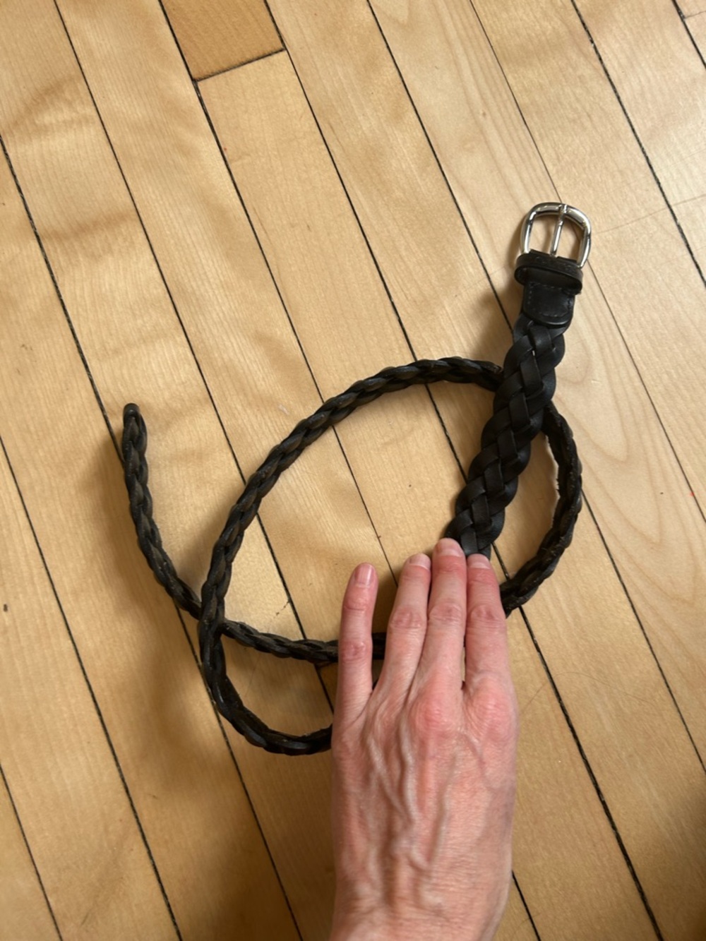 Levi's Braided Black Leather Belt with Silver Buckle